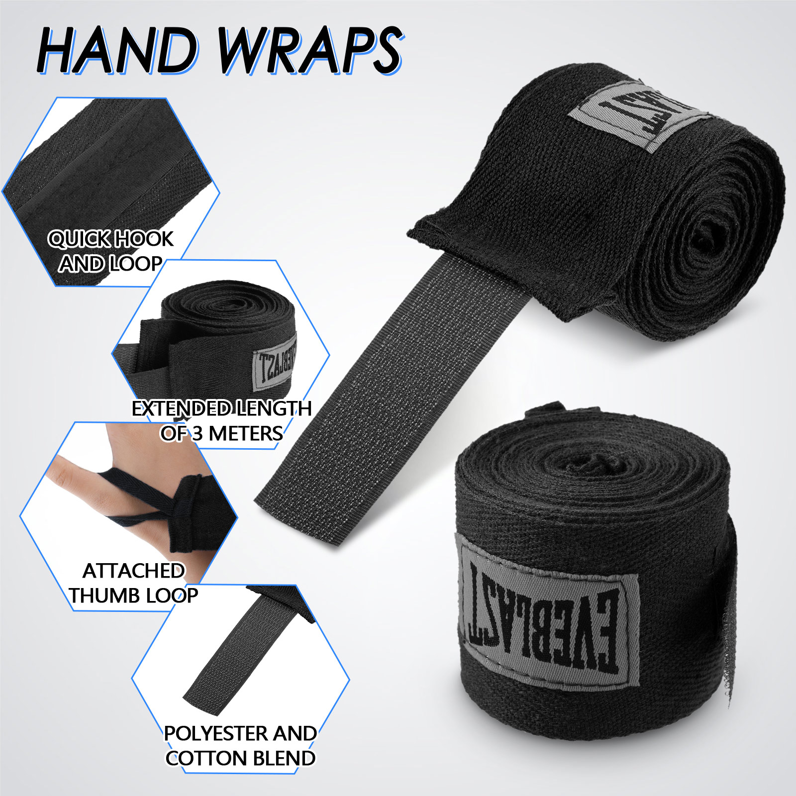 Wrist Wraps Fitness - Bende da boxe in cotone Fasce