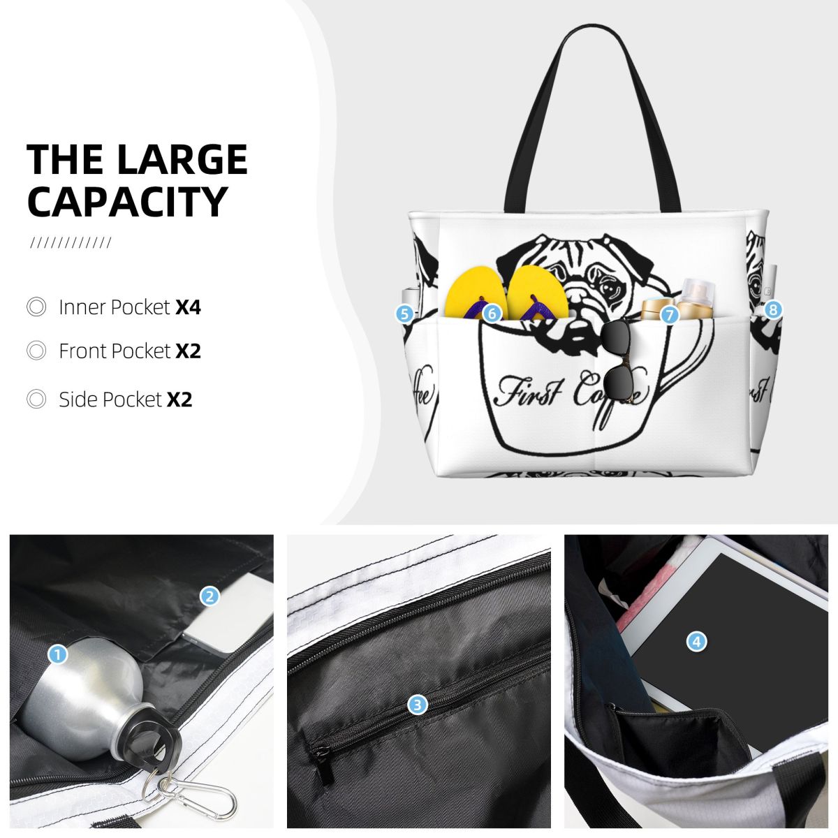 Borsa tote Pug First Coffee Be - Yoga In Fitness First recensione e prezzo