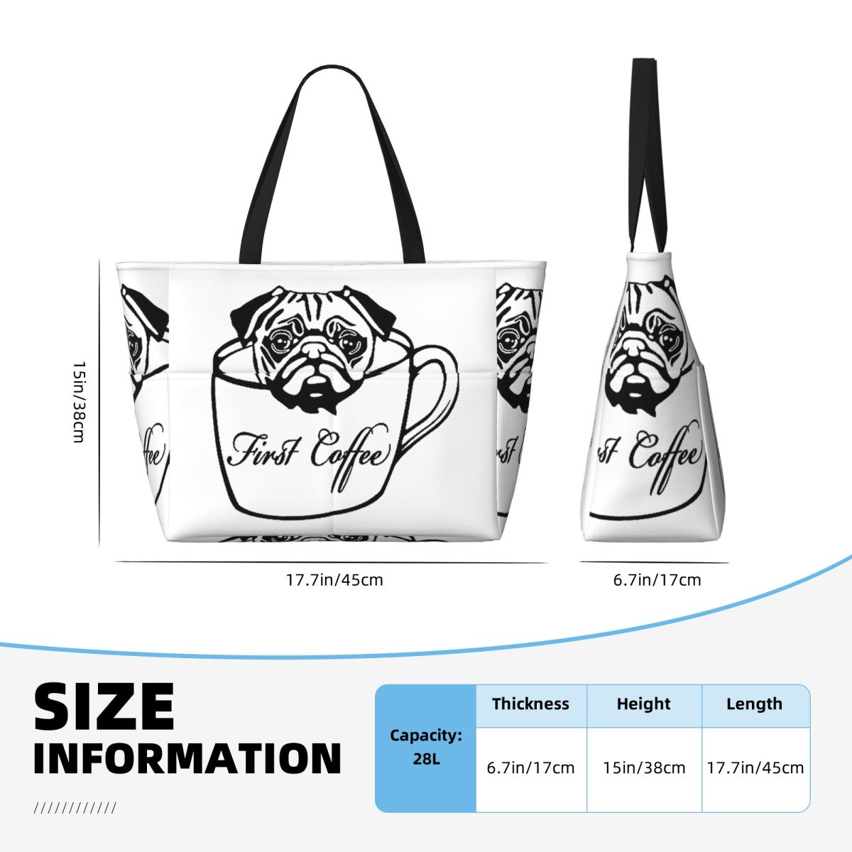 Borsa tote Pug First Coffee Be - Yoga In Fitness First recensione e prezzo